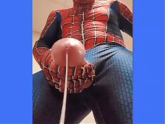 Spidermans cock and Spiidersmans cumshot cosplay Spideys Webs